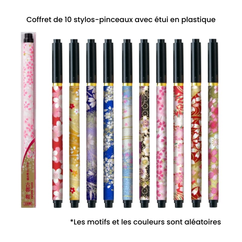 Lot 10 Stylos-Pinceaux Japonais Koto Sakura