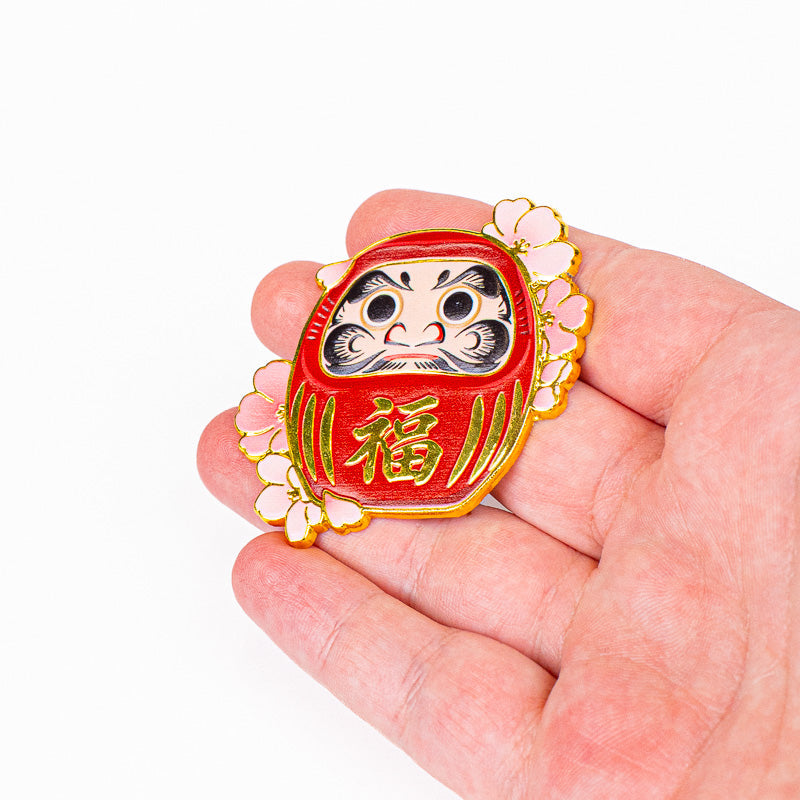 Magnet Japonais en Métal Daruma et Sakura