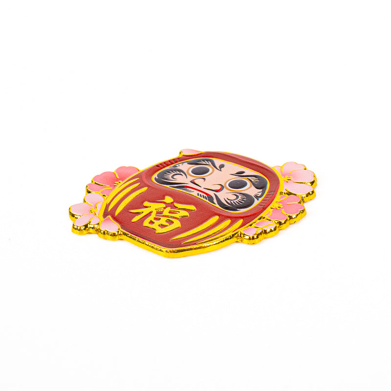 Magnet Japonais en Métal Daruma et Sakura