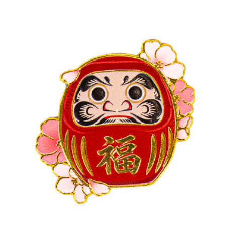 Magnet Japonais en Métal Daruma et Sakura