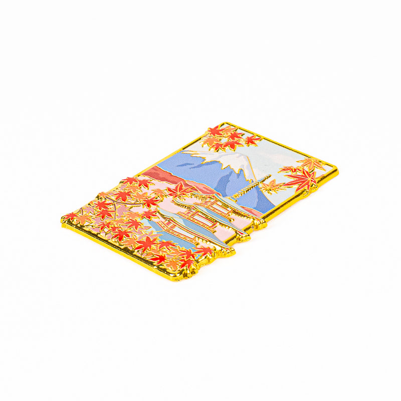 Magnet Japonais en Métal Momiji Pagode et Mont Fuji