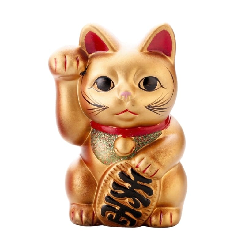 Maneki Neko Céramique Doré - 15 cm