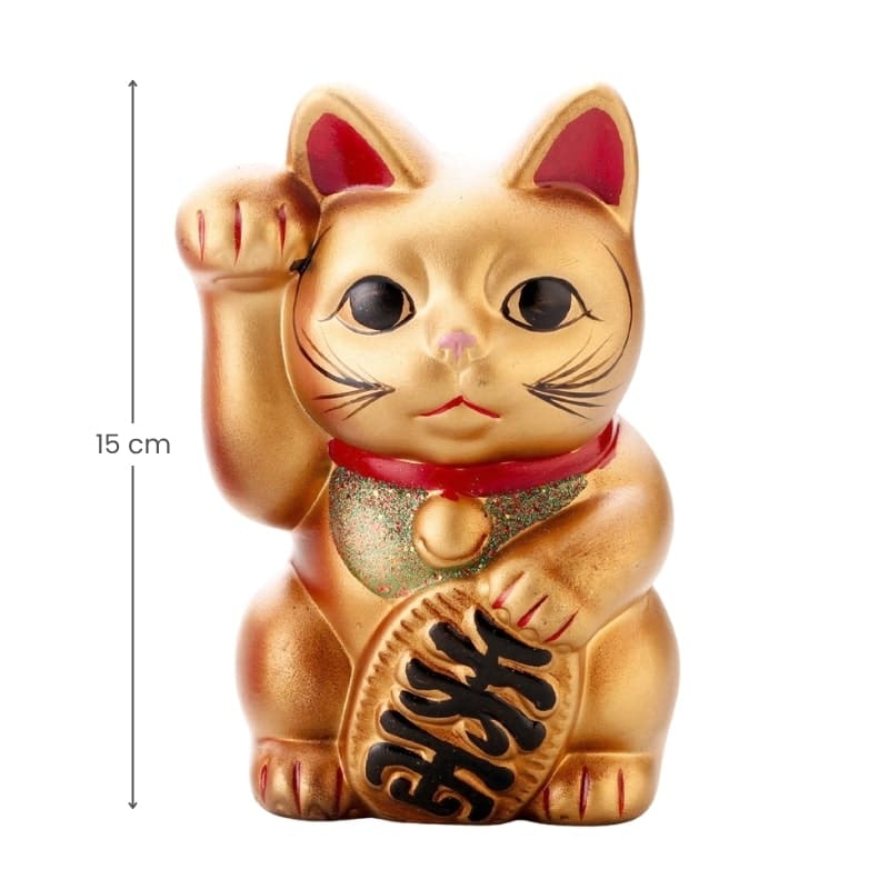 Maneki Neko Céramique Doré - 15 cm