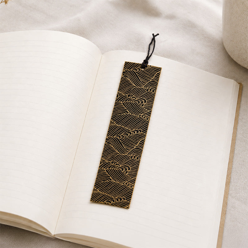 Marque-page Japonais Mino Washi Noir Vagues