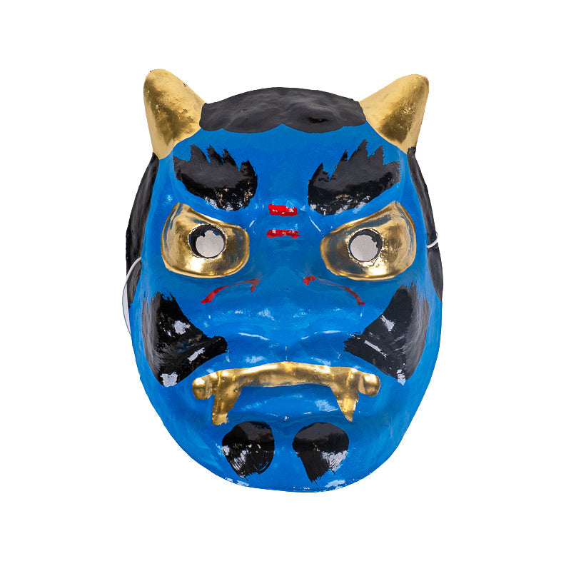 Masque Japonais Oni Bleu Papier Mâché