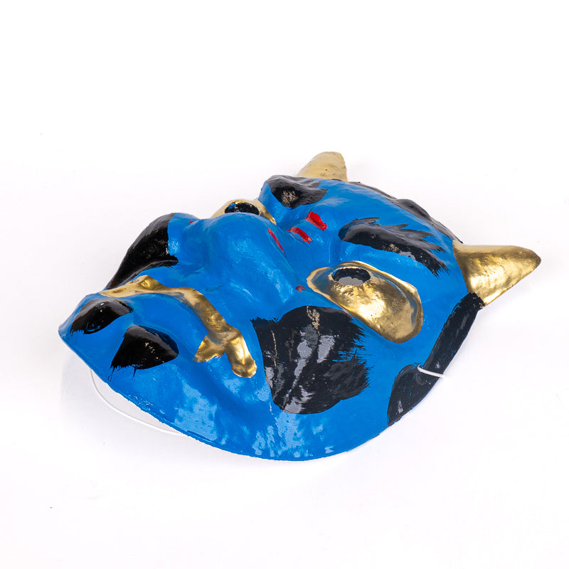 Masque Japonais Oni Bleu Papier Mâché