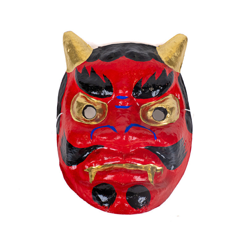 Masque Japonais Oni Rouge Papier Mâché