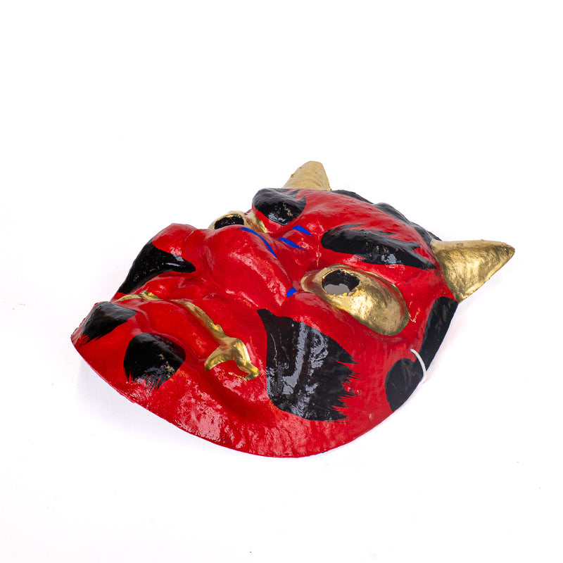 Masque Japonais Oni Rouge Papier Mâché