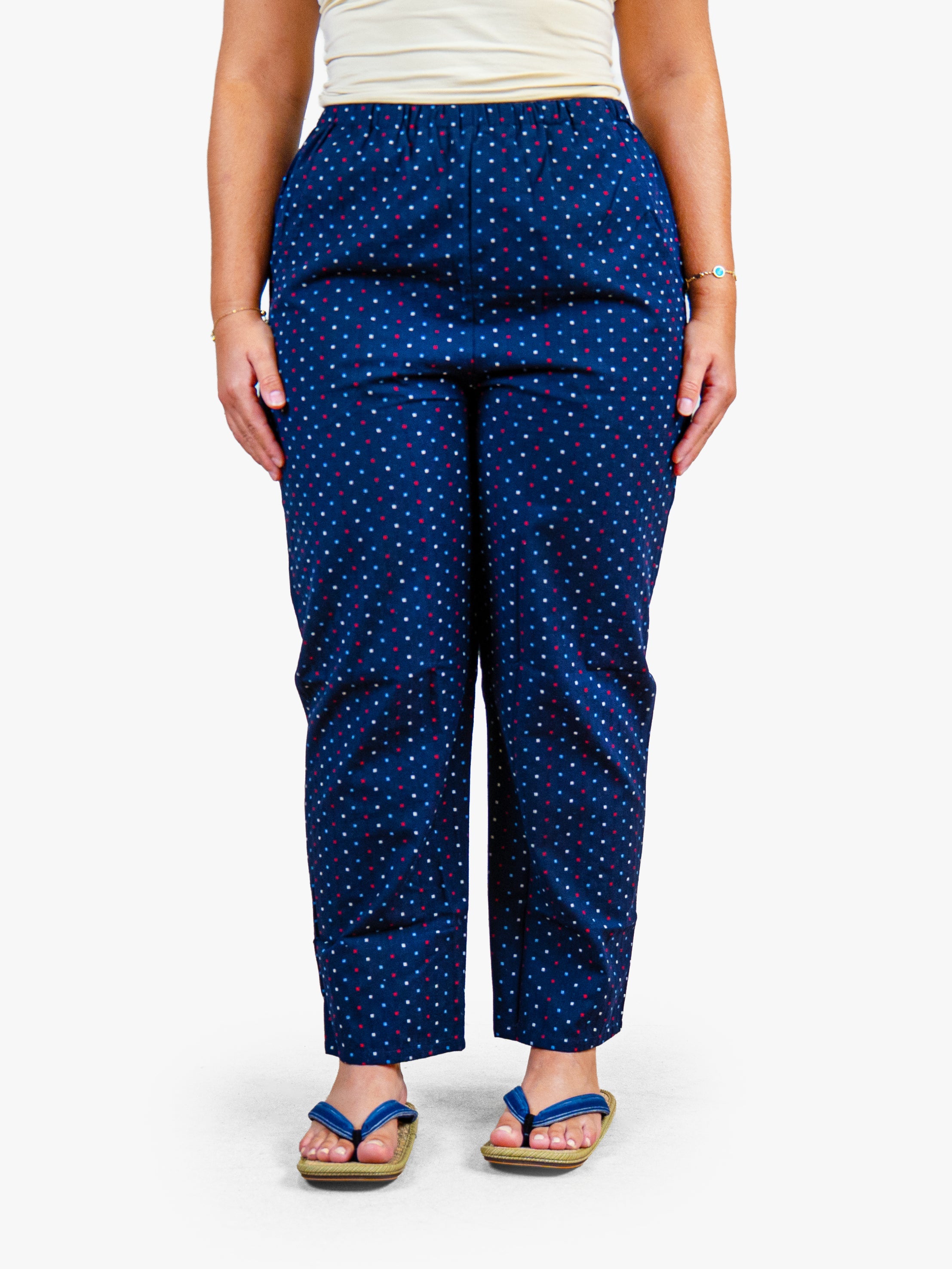Pantalon Japonais Femme Bleu Marine Motif Arare M