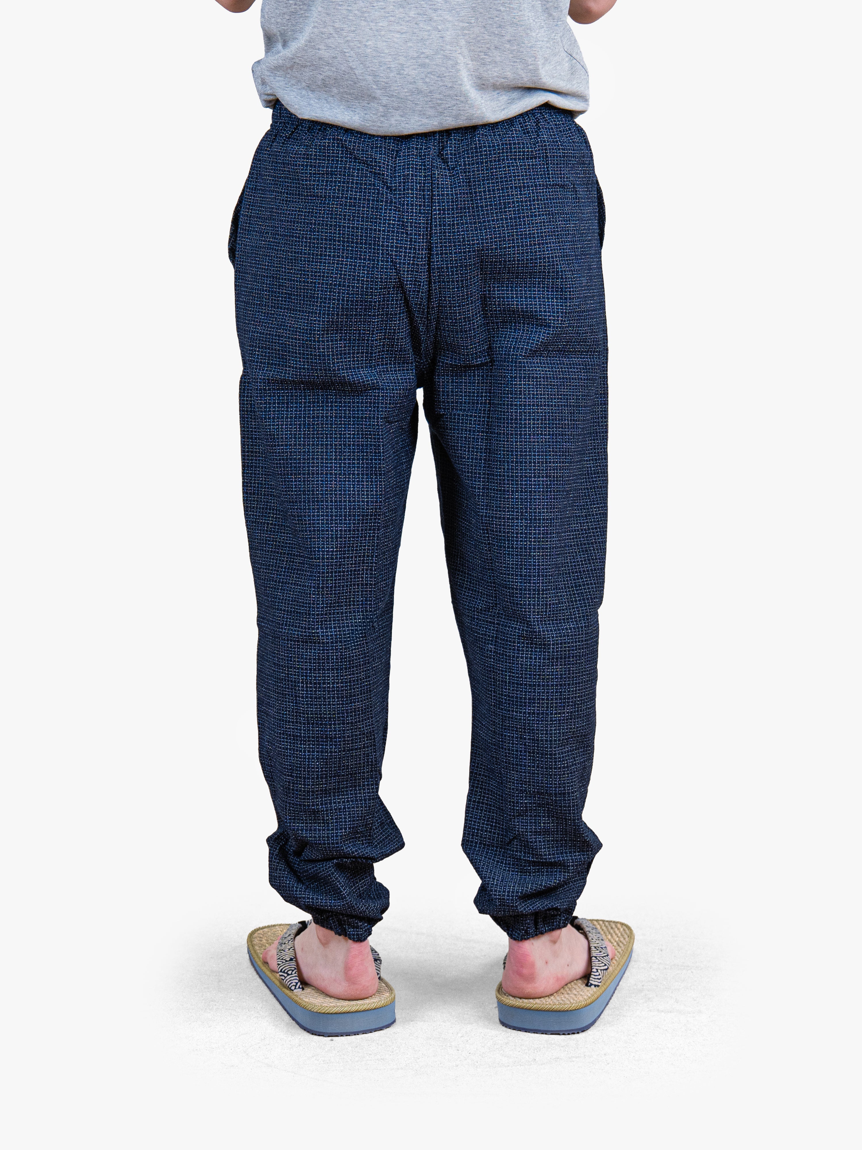 Pantalon Japonais Homme à Carreaux Kōshi Bleu Nuit