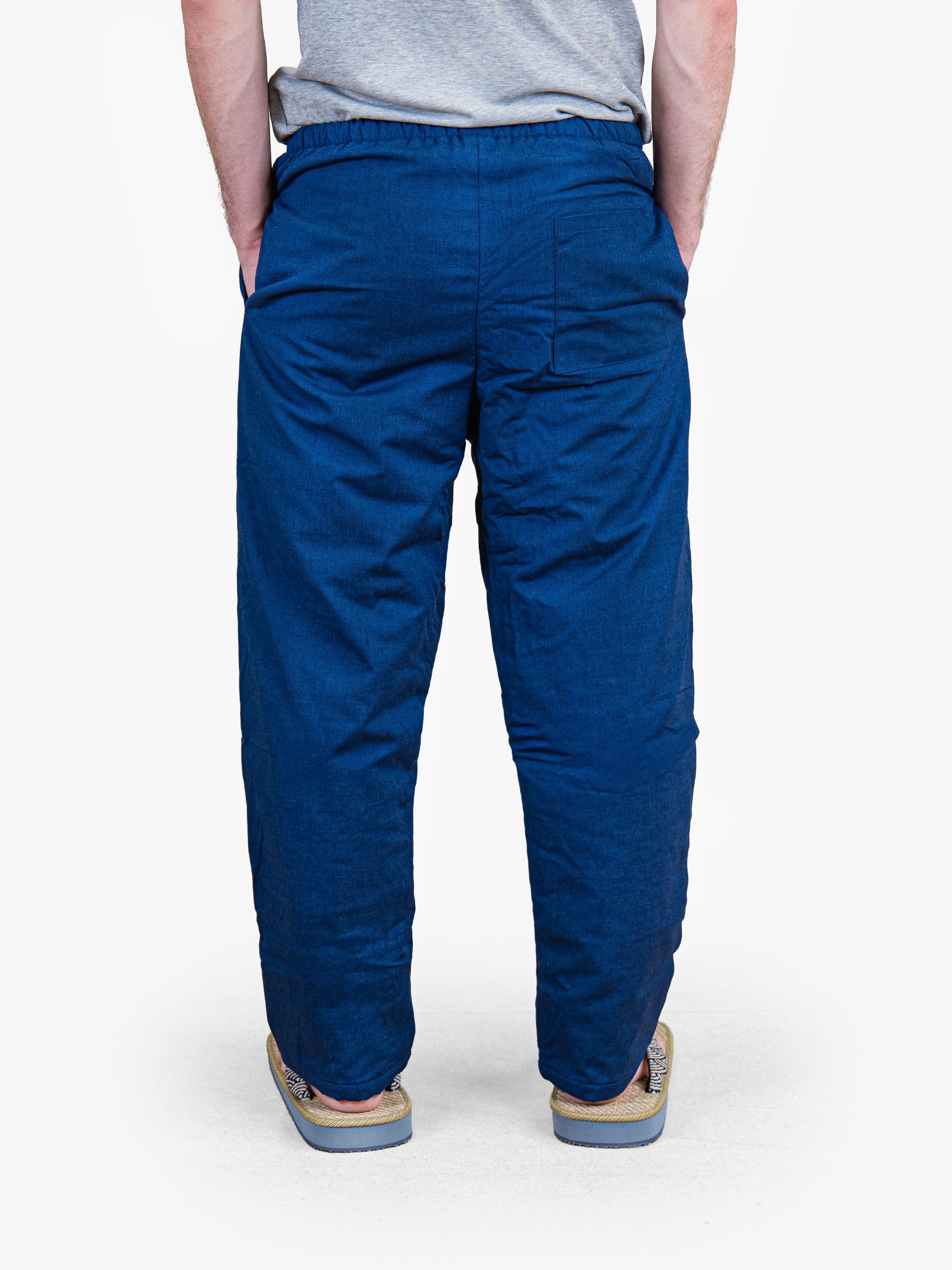 Pantalon Japonais Homme Matelassé Bleu