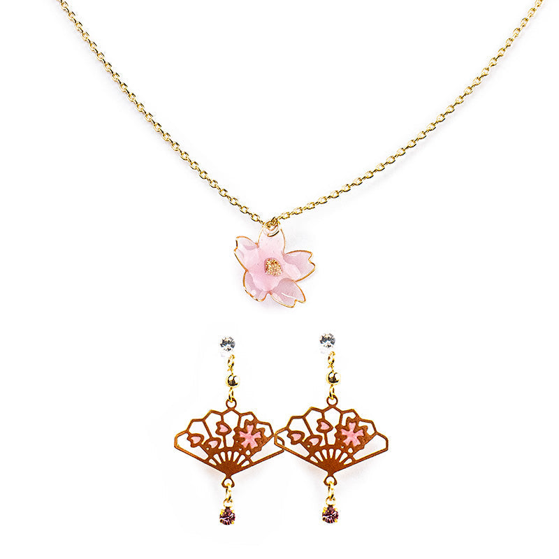 Parure Japonaise Boucles d’Oreilles & Collier Hanami