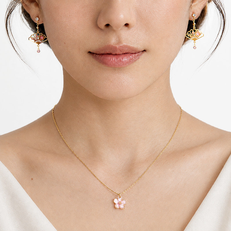 Parure Japonaise Boucles d’Oreilles & Collier Hanami