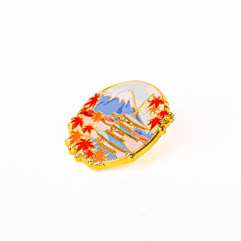 Pin’s Japonais en Métal Momiji Temple et Fuji