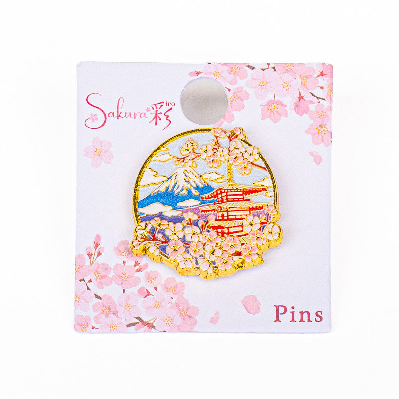 Pin’s Japonais en Métal Temple Fuji et Sakura