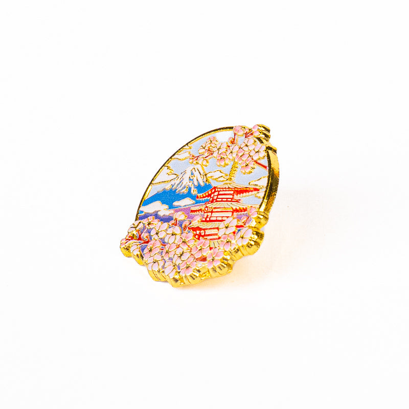 Pin’s Japonais en Métal Temple Fuji et Sakura
