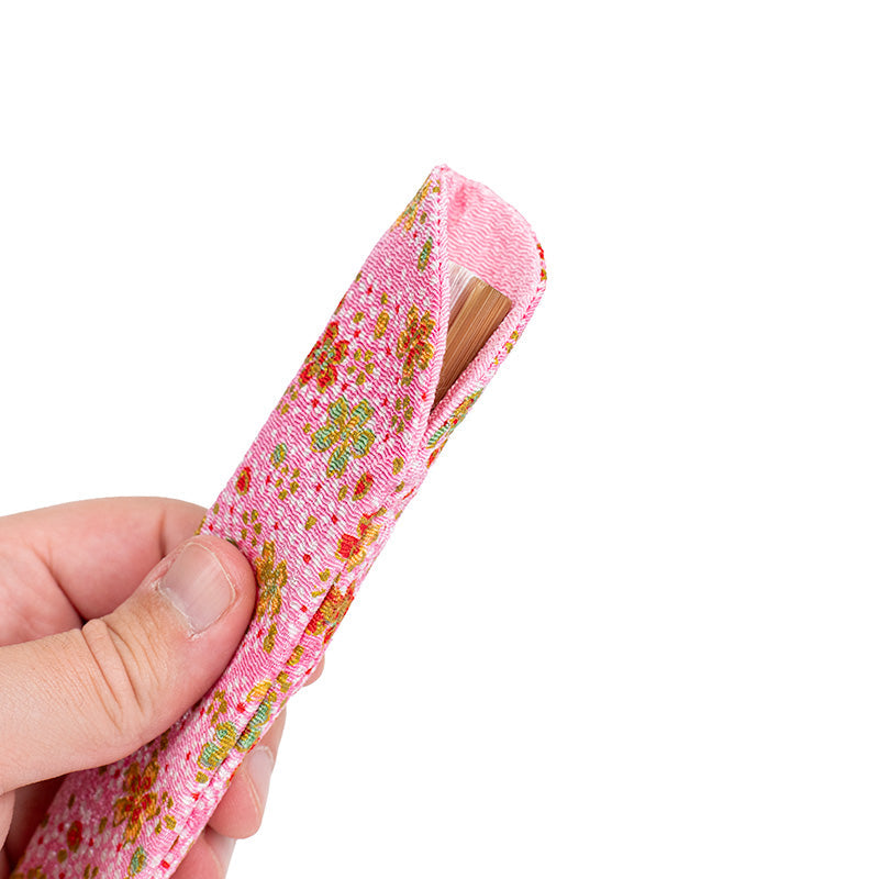 Pochette Éventail Tissu Yuzen Rose Fleuri