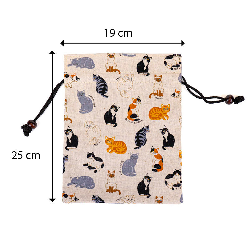 Pochette Tissu Japonais Motif Chats