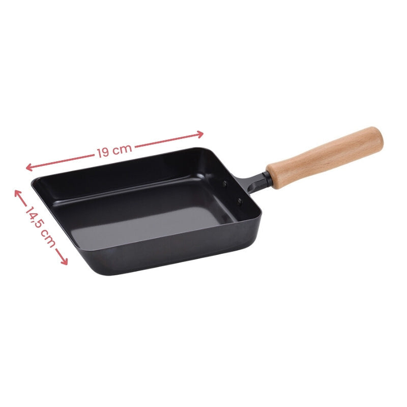 Poêle à Tamagoyaki Japonaise - Inox Avec Couvercle En Verre, 18.6x16.7 Cm, Pour Omelette Roulée, Oyakodon, Cuisine Japonaise