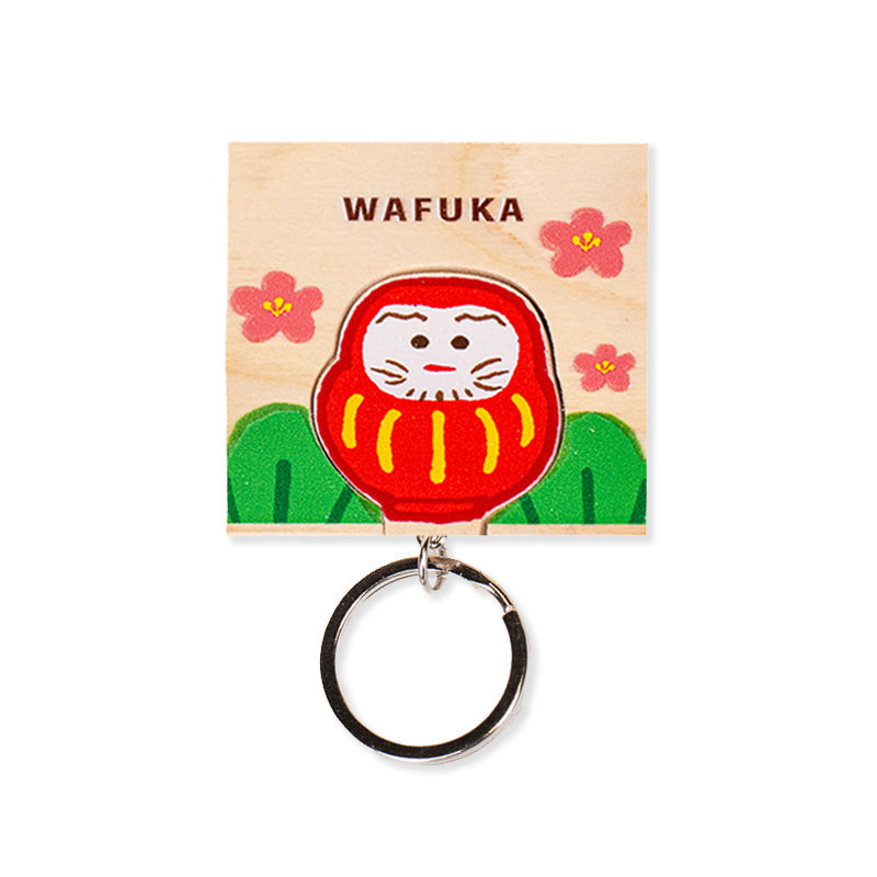 Porte-Clé Japonais en Cyprès Daruma