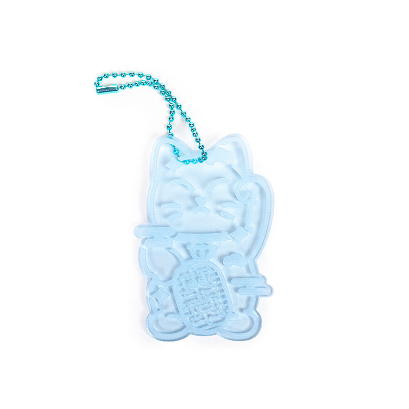Porte-Clé Maneki Neko Bleu Fluo