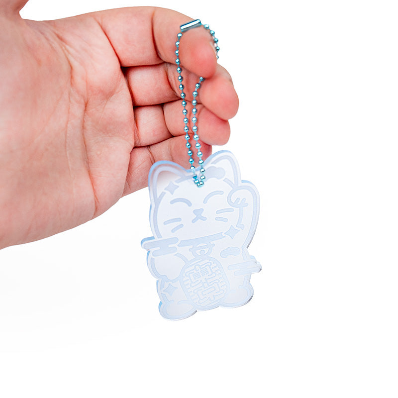 Porte-Clé Maneki Neko Bleu Fluo