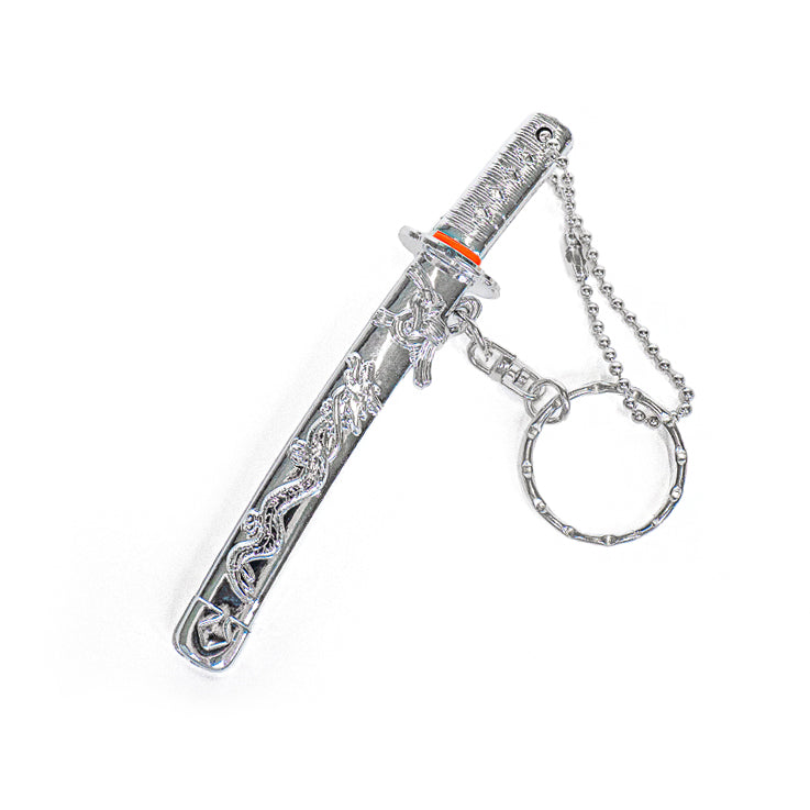 Porte-Clé Mini-Katana Dragon Argenté