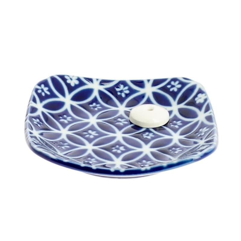 Porte-encens Céramique Bleu Motif Shippoh