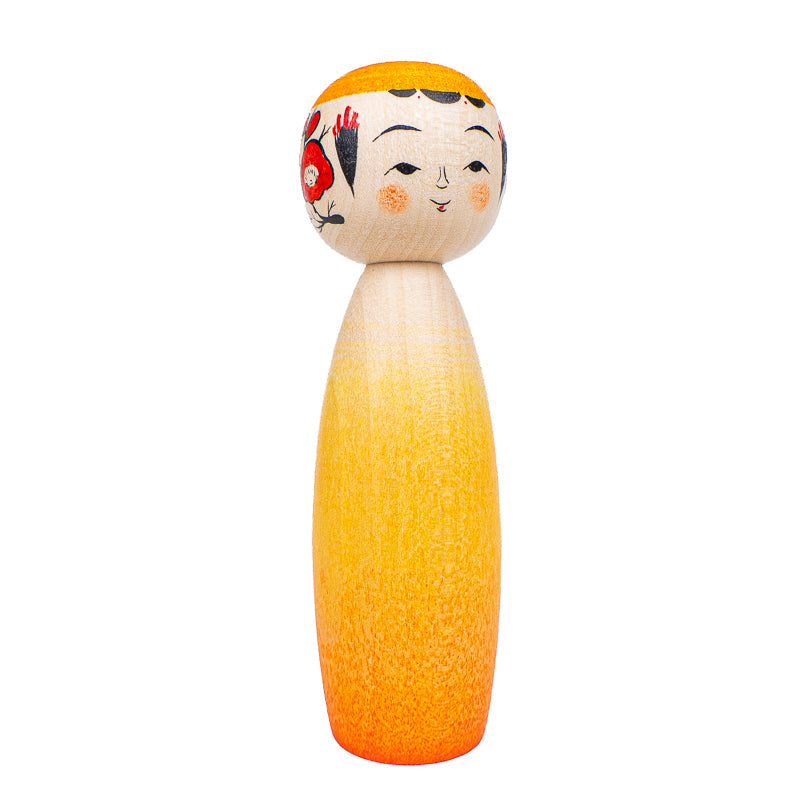 Poupée Japonaise Kokeshi Dégradé Daidai - 9 cm