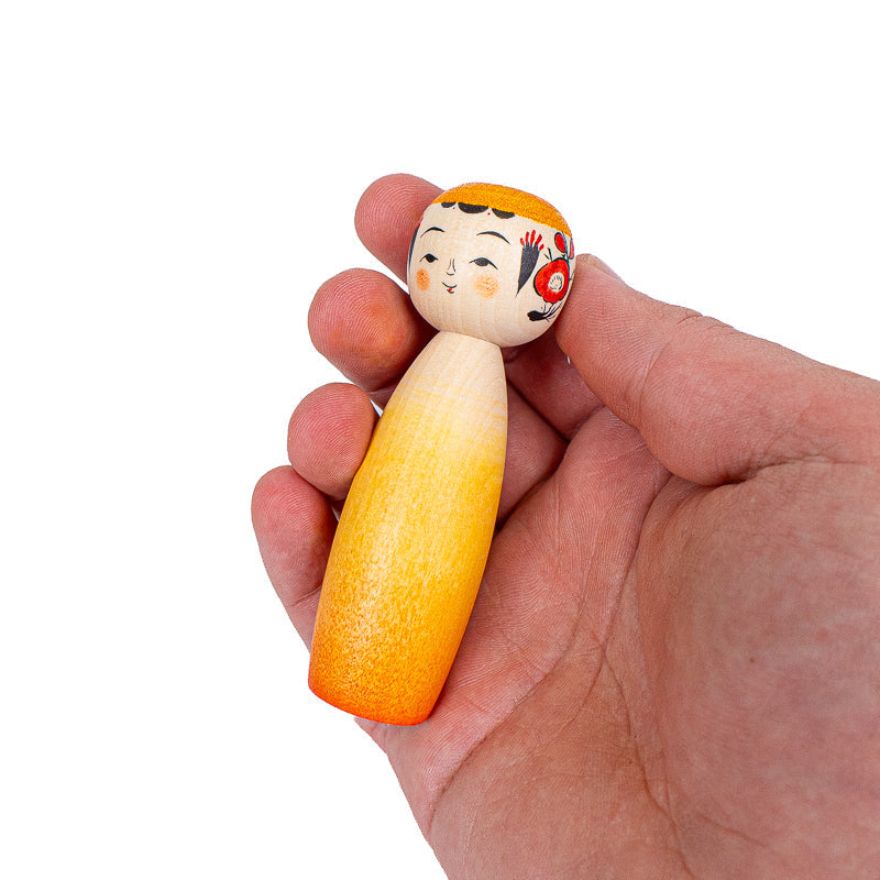 Poupée Japonaise Kokeshi Dégradé Daidai - 9 cm