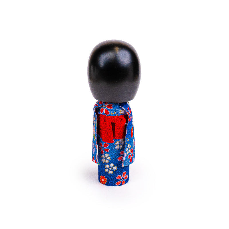 Poupée Japonaise Kokeshi Kimono Bleu