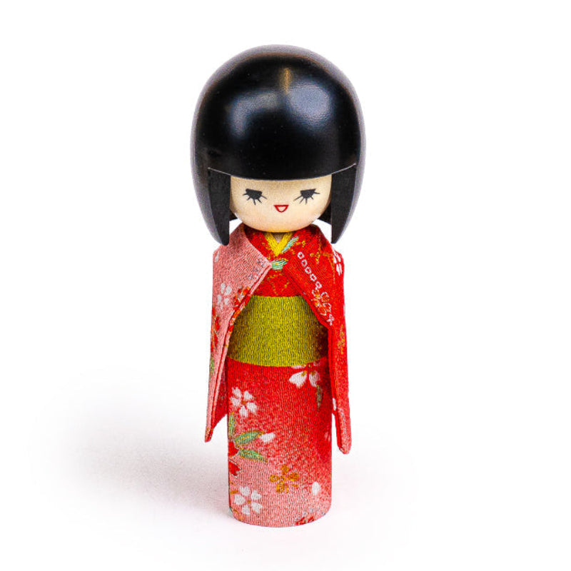 Poupée Japonaise Kokeshi Kimono Rouge