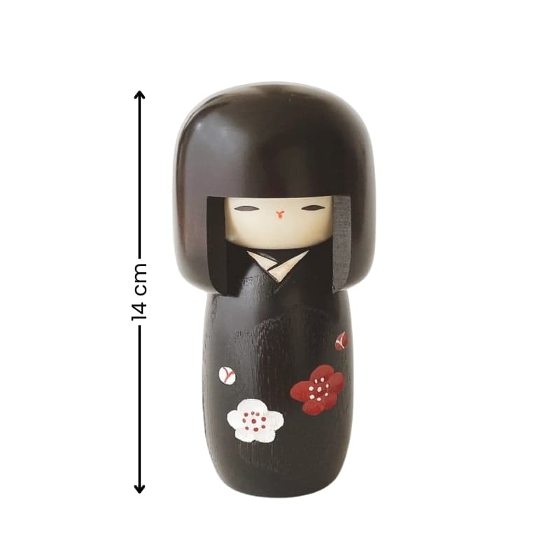 Poupée Kokeshi Japonaise Hanadayori - Bois De Cornouiller Peint à La Main - Hauteur 14 Cm - Déco Traditionnelle Japonaise - Fabriquée à Gunma