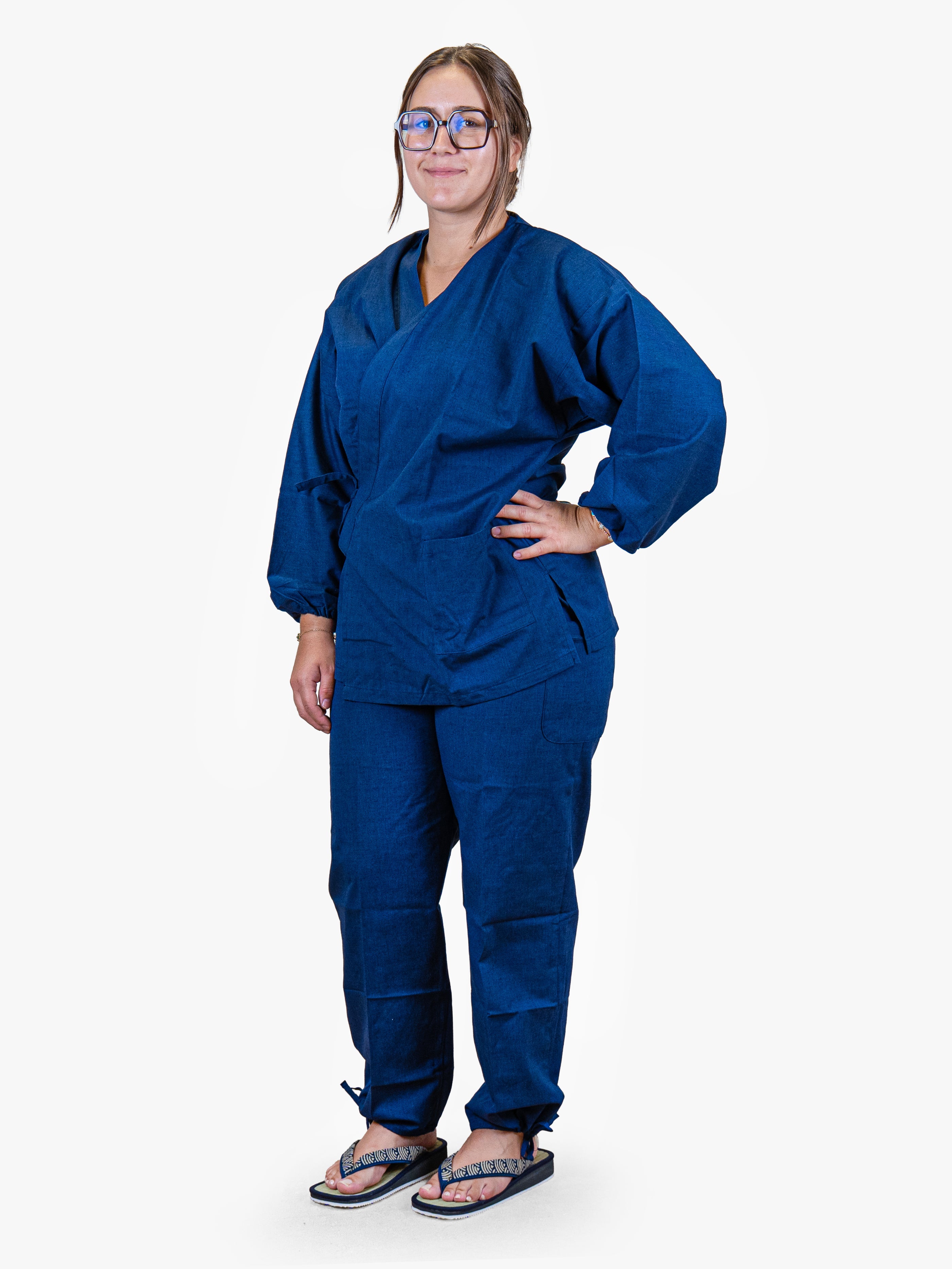 Pyjama Japonais Femme Samue Bleu Marine