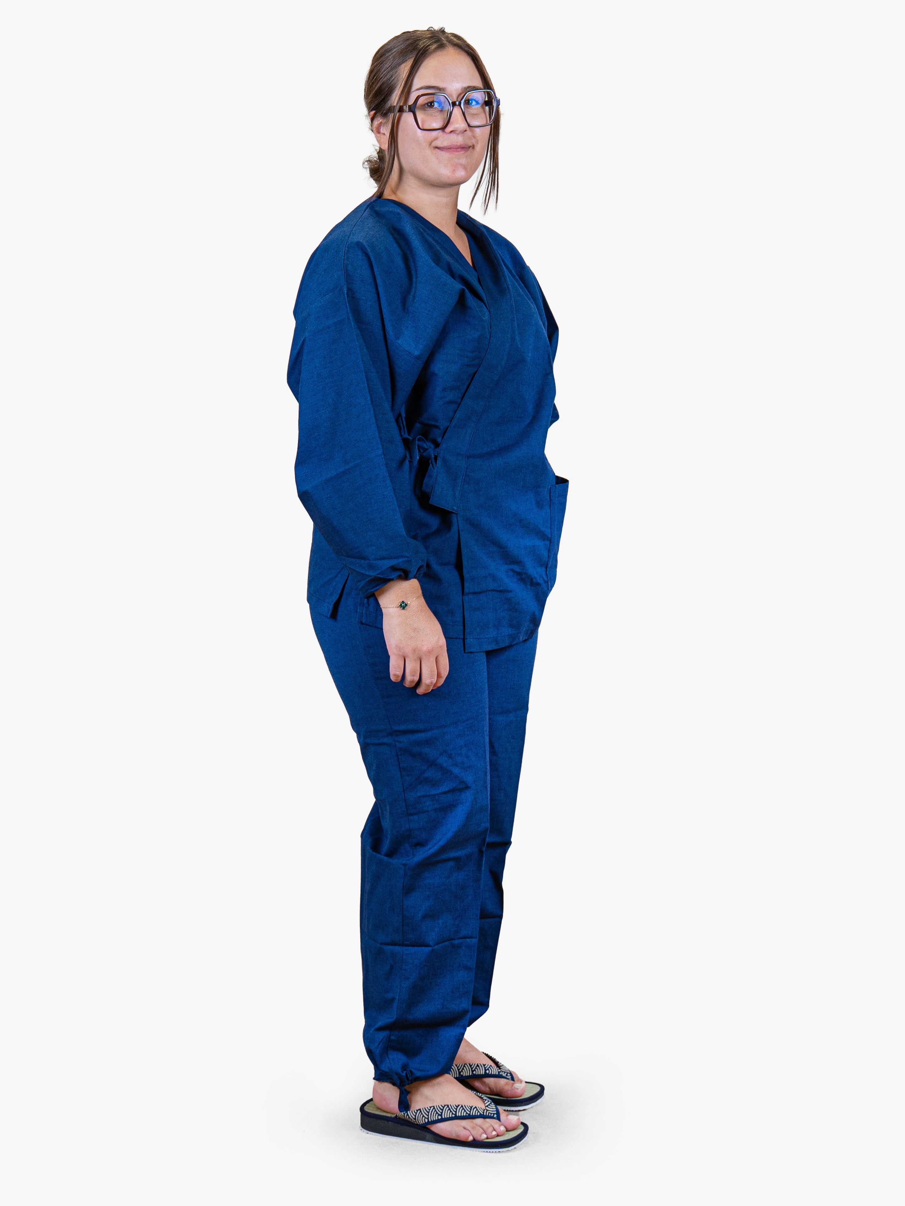 Pyjama Japonais Femme Samue Bleu Marine M
