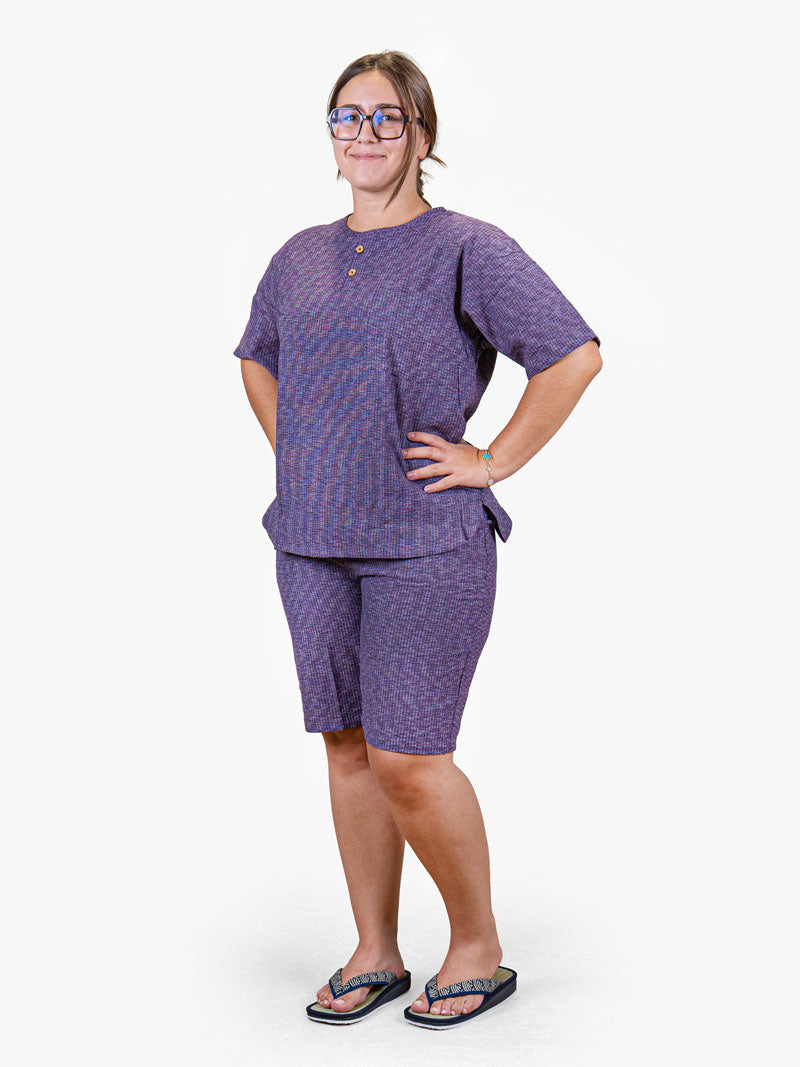 Pyjama Japonais Femme Type Jinbei Violet