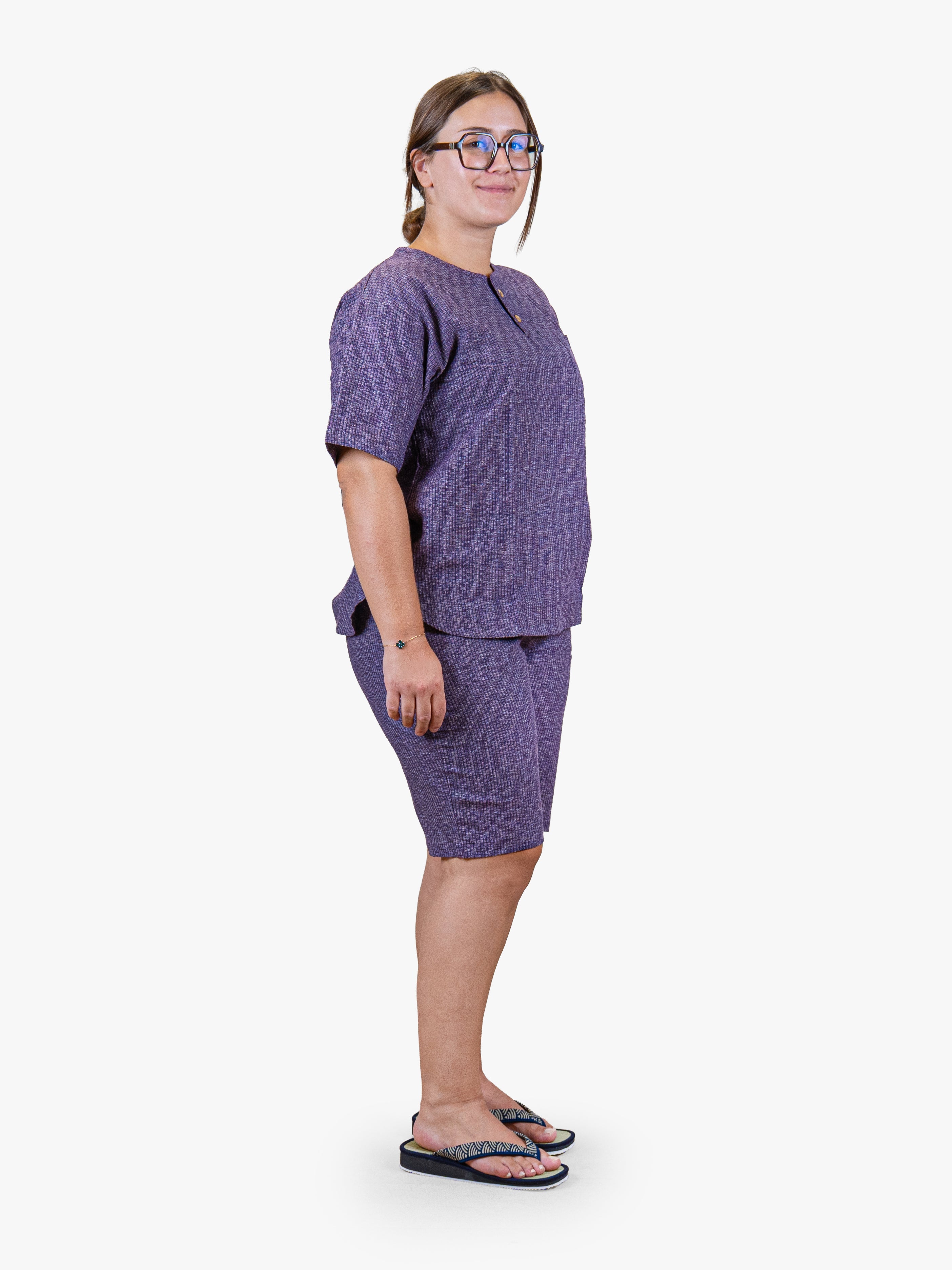 Pyjama Japonais Femme Type Jinbei Violet