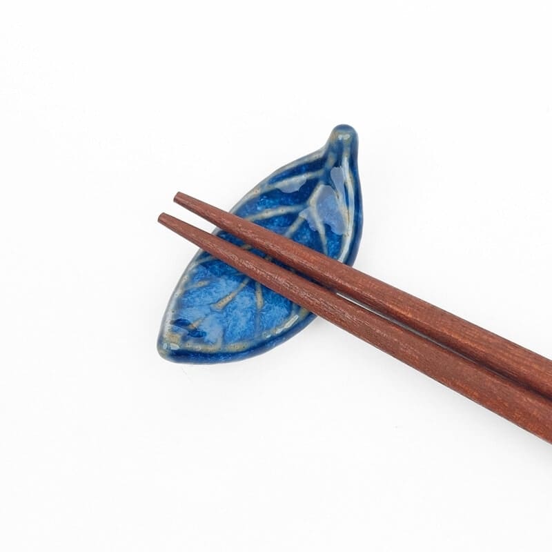 Repose-Baguettes Japonais Feuille Bleue