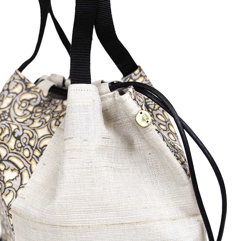 Sac Kinchaku Japonais en Lin Tissé Main Hōsōge