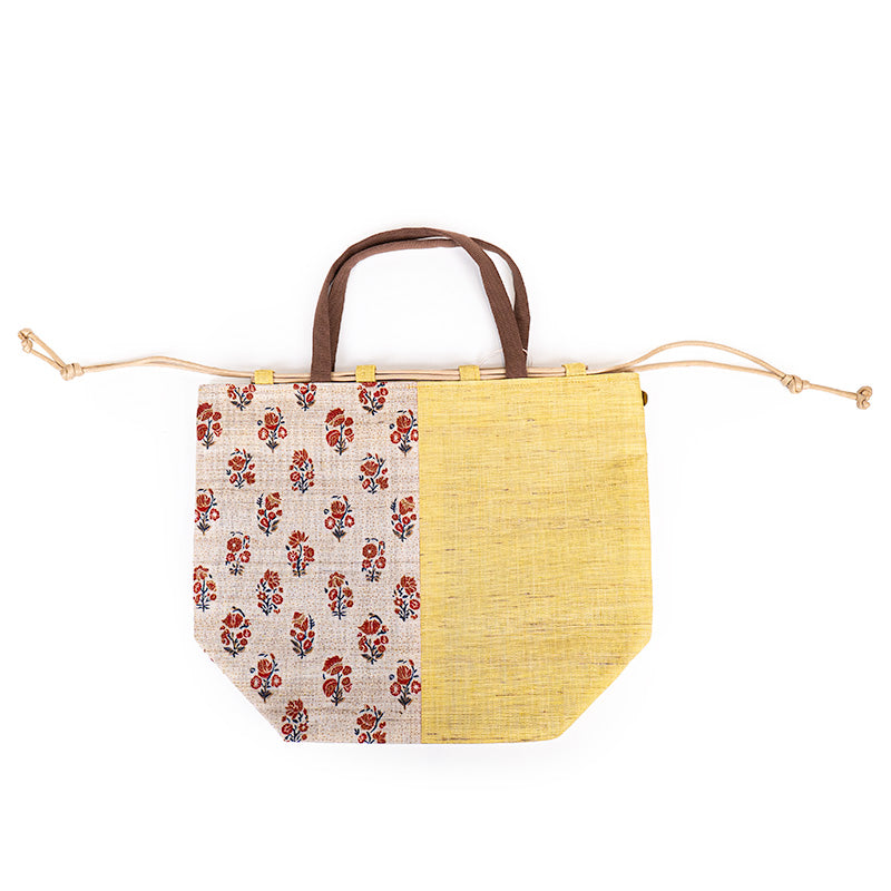 Sac Kinchaku Japonais en Lin Tissé Main Sarasa