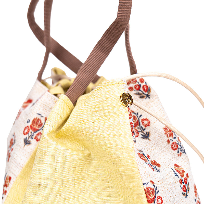 Sac Kinchaku Japonais en Lin Tissé Main Sarasa