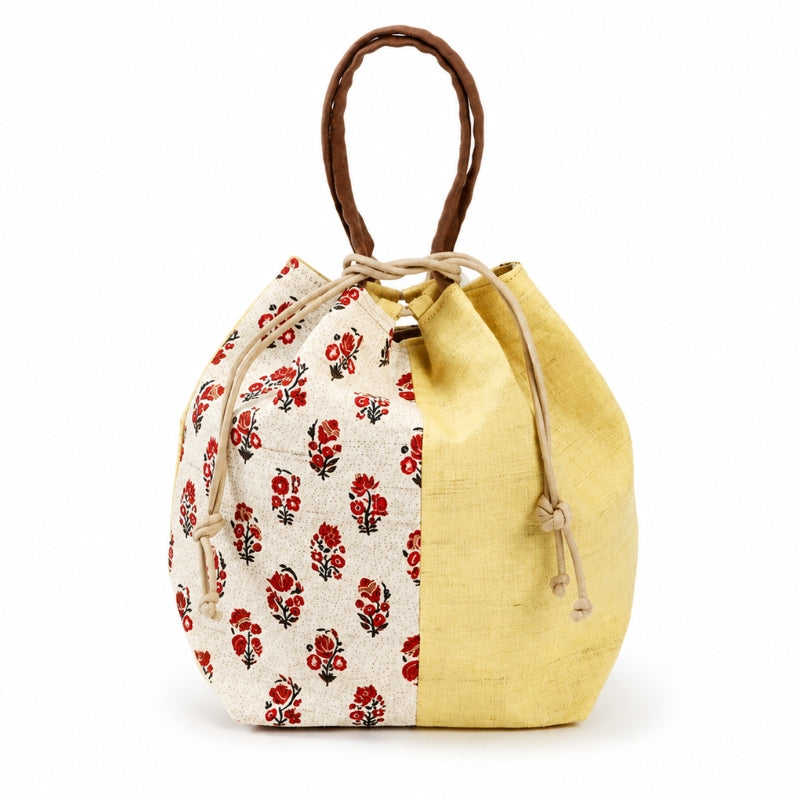 Sac Kinchaku Japonais en Lin Tissé Main Sarasa