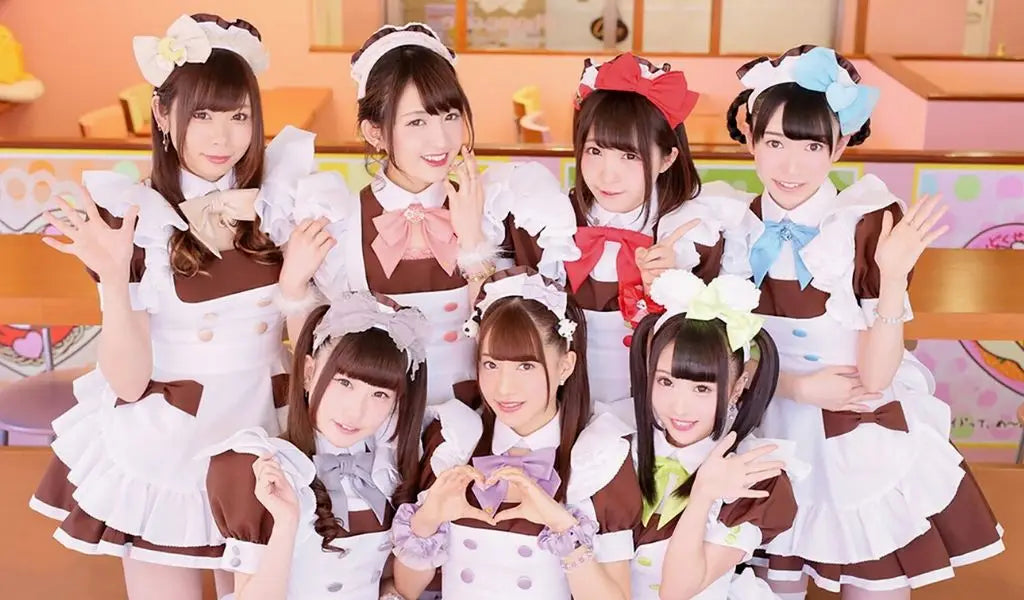 Serveuses de Maid Café dans leur costume de domestique