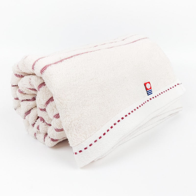 Serviette de Bain Japonaise Rayée Rouge