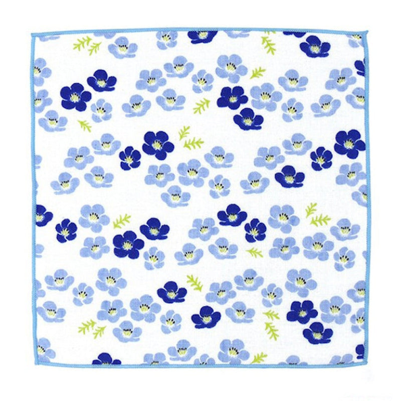 Serviette Japonaise Petites Fleurs Bleues