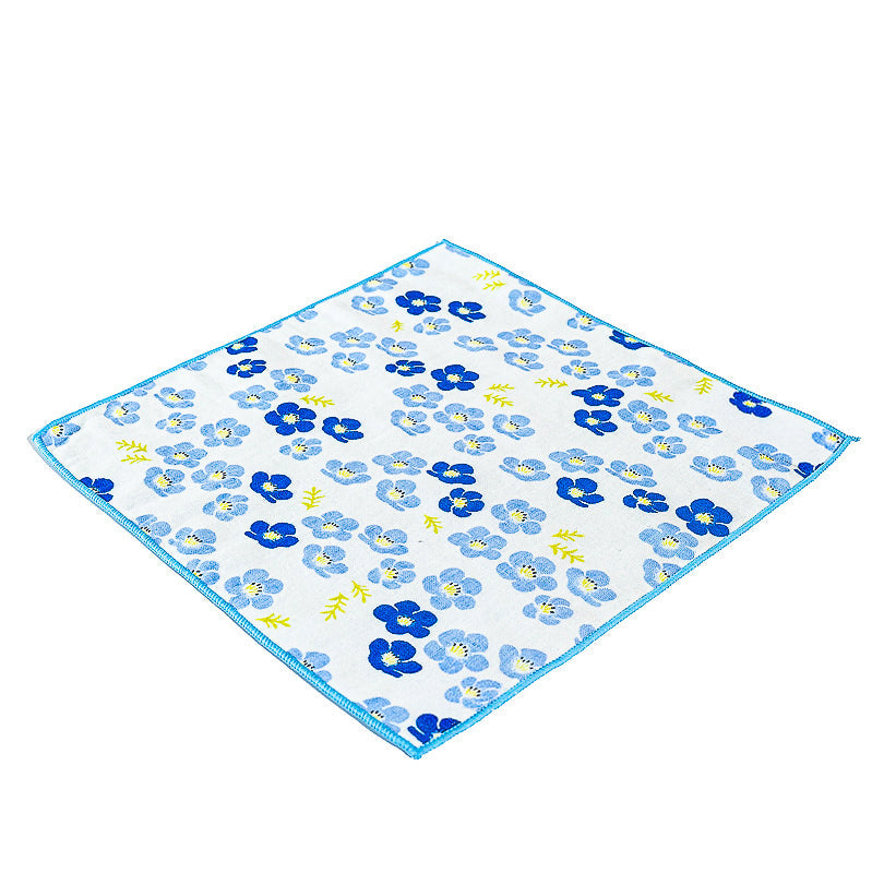 Serviette Japonaise Petites Fleurs Bleues