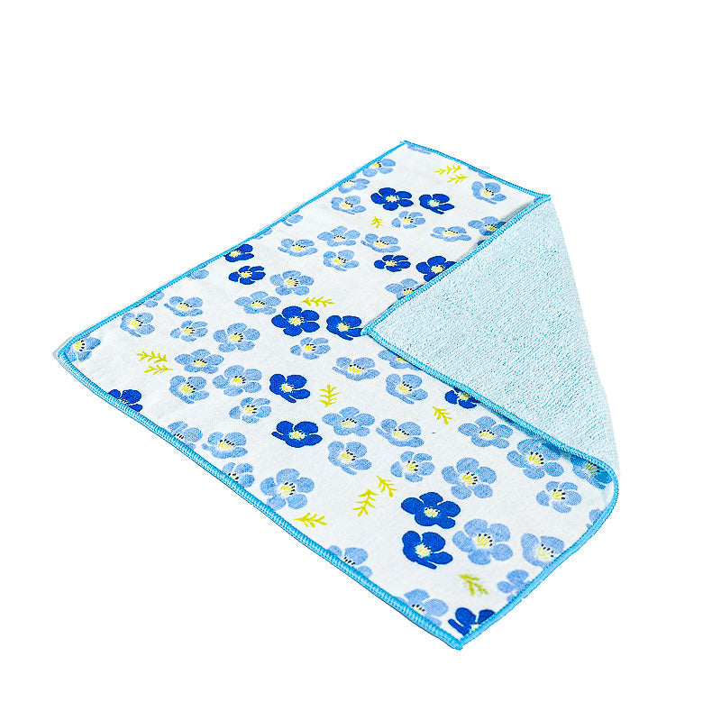 Serviette Japonaise Petites Fleurs Bleues