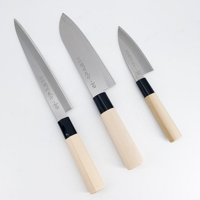 Couteau De Cuisine Japonais Santoku - Acier Inoxydable, Manche Bambou