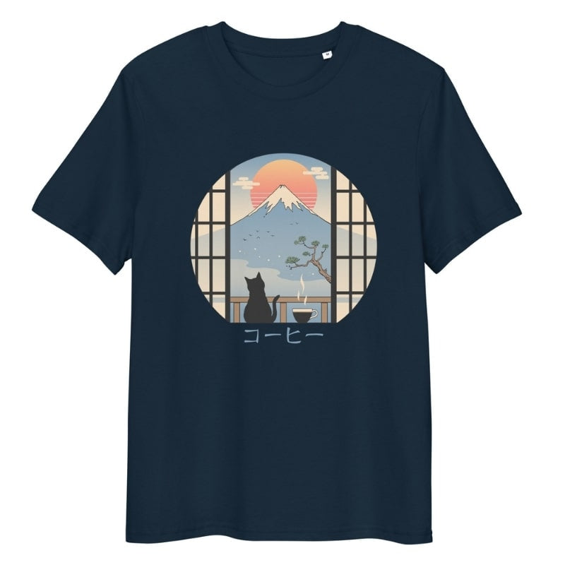 T-shirt Japonais Chat & Mont Fuji - S