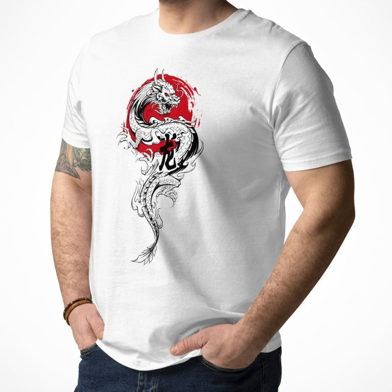 T-shirt Japonais Dragon & Soleil